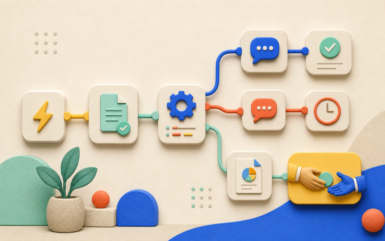 Automation system illustrated with connected digital tools